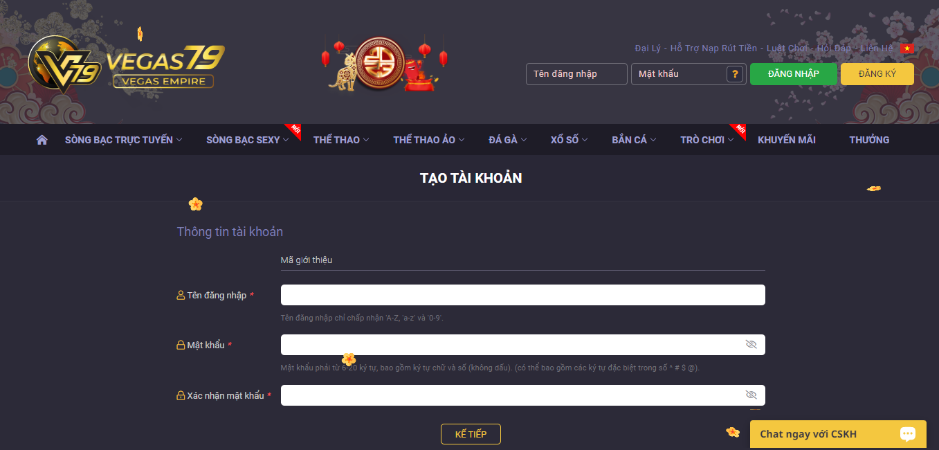 Hướng dẫn đăng ký VEGAS79