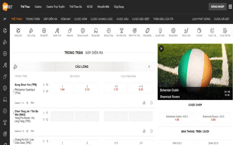 Sân chơi thể thao tại 188BET